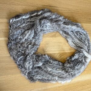 Rabbit Fur Knit Infinity Scarf